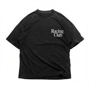 T-Shirt Racing Club Nero Lavato Oversize Vestibilità Ampia Unisex Streetwear con Grafica - Product Image 2
