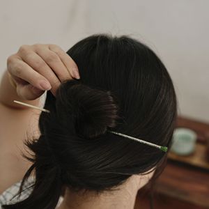 Pique à thé en argent sterling naturel, aiguille à thé, épingle à cheveux, accessoires pour cérémonie du thé Zen, ensemble de six pièces - Product Image 4