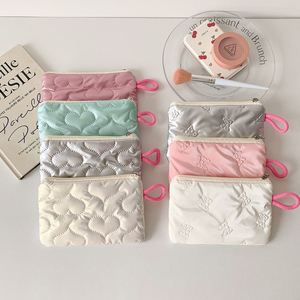 Custom Hot Selling Ins <b>Bow</b> Knot Silver Glossy Surface Makeup Storage Toilet Bag Headphone Data Cable Organizer Change Purse - Product Image 2