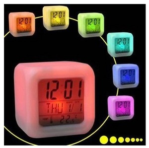 Square LED <b>Digital</b> Desk <b>Clock</b> Color Changing Alarm <b>Clock</b> With Date And Temperature Display - Product Image 1