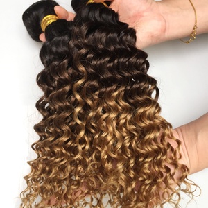 Extensiones de Cabello Humano, Peluca de Encaje 360, Cierre de Encaje Francés, Rubio Miel, Ondulado Profundo, Cabello Brasileño 100% Remy, 1B 4/27, 180% - Product Image 1