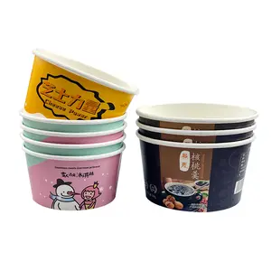 Einweg-eiscreme-becher aus papier für frozen yoghurt mit deckel eis kundenspezifischer eiscremebecher aus papier mit deckel