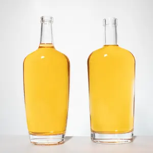 Высококачественная стеклянная бутылка для водки с пробковым верхом, 1 л, 750 мл, 700 мл, 500 мл, 200 мл, стеклянная бутылка для ликера