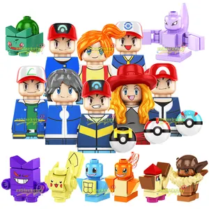 Vendita all'ingrosso Anime Pocket Monster Ash chetchum Pikachu Mini mattoncini figura di mattoncini educativi giocattolo Juguetes KF6189