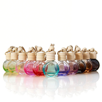 Bouteille en verre ronde de 10 ml à dégradé de couleurs, flacon de parfum pour voiture noir et rose, diffuseur à bâtonnets, bouteilles en verre suspendues pour aromathérapie