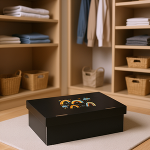 Custom Image Black Shoe <b>Box</b> Rectangle Durable Stackable Wardrobe <b>Storage</b> Organizer <b>Cardboard</b> Single Tier - Product Image 2