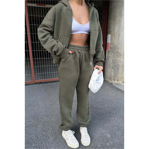 Conjunto de Pantalones Color Caqui con Detalle de Cremallera para Mujer - Product Image 2