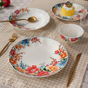 Service de table en porcelaine 24 pièces, ensemble de vaisselle en céramique à motifs floraux, 6 assiettes, service de table de luxe - Product Image 3