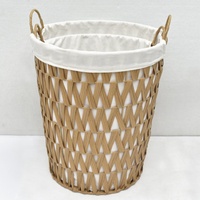 Offre Spéciale S/2 multifonctionnel bambou vêtements sales panier de rangement ménage PP rotin osier tissé panier à linge avec poignée