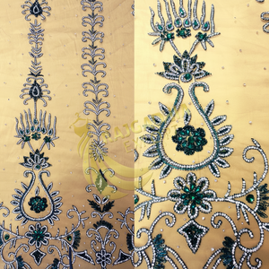 Tela de encaje francés bordado, tejido de lujo hecho a mano con cuentas azul marino, tul de red de malla africana para fiesta, lo último de 2022 - Product Image 1