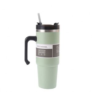 Eco Friendly BPA Free Custom Screw <b>Straw</b> Lid Powder Coated Double Wall Vacuum Insulated Black <b>Drinking</b> 40oz Tumbler - Product Image 2