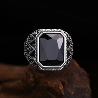 Bague BOCAI S925 en argent sterling pour homme, motif goutte d'eau rétro, zircon noir, charme romantique en forme de plan tangent, bijoux en argent