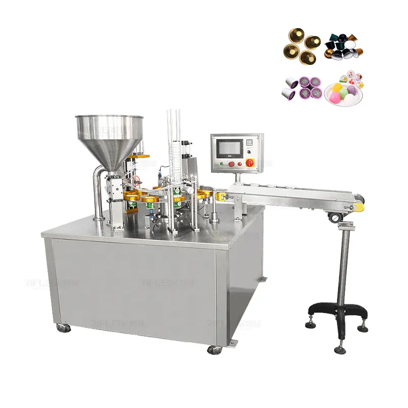 Factory price direct sale k cup coffee capsule filling sealing machine tray rotary yogurt cup filling and sealing machine