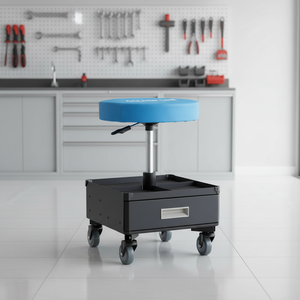 Siège <span class=keywords><strong>de</strong></span> travail roulant pour mécanicien avec tiroirs à outils, tabouret mobile en cuir pour atelier <span class=keywords><strong>de</strong></span> réparation automobile, verrouillable, personnalisable OEM - Product Image 4