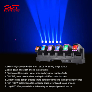 Luz de Escenario LED RGBW 4 en 1 de Alta Calidad, 6*60W, Cabezal Móvil, <span class=keywords><strong>Pixel</strong></span> Beam, Zoom, Control DMX512, Escaneo 540/270 para Eventos - Product Image 3