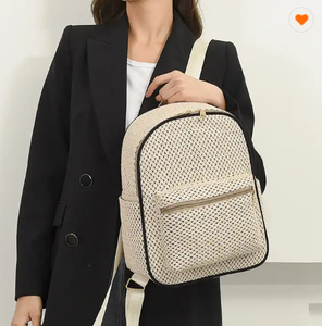 Zaino in Paglia OEM per Donne, Borsa Boho Bohemien Intrecciata da Viaggio, Zaino Scolastico alla Moda Lavorato all'Uncinetto - Product Image 2