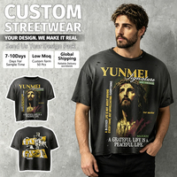 T-shirt Homme Surdimensionné Personnalisé Senzhou Crop Shirt 100% Coton Épais Imprimé Vintage Effet Usé Délavé à l'Acide