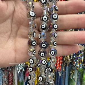 Perles rondes en verre turc transparent de couleur mélangée en gros, 10 mm, pour la fabrication de bijoux en cristal, accessoires de collier - Product Image 3