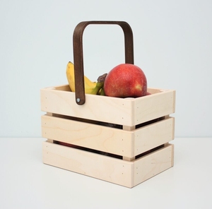 Panier porte-boissons en bois massif de haute qualité, réutilisable, avec poignée en bois courbé pour bar - Product Image 1