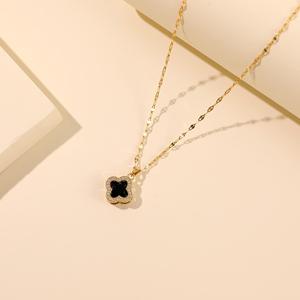 <span class=keywords><strong>Collana</strong></span> pendente con <span class=keywords><strong>quadrifoglio</strong></span> da donna alla moda gioielli con zirconi in acciaio inossidabile <span class=keywords><strong>collana</strong></span> con catena a maglie di cristallo - Product Image 4