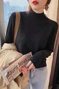 批发定制来样定做女式长袖针织衫高领打底简约宽松外套休闲毛衣 - Product Image 6