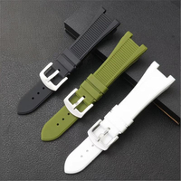 Lionorm Bracelet de montre en silicone 25 mm pour montre Nautilus CHARM Bracelet de montre en silicone pour homme avec boucle en acier