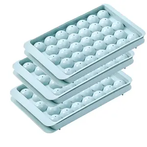 Plateau à glaçons rond en plastique avec couvercle Moule à boules de glace pour congélateur Mini bacs à glaçons circulaires