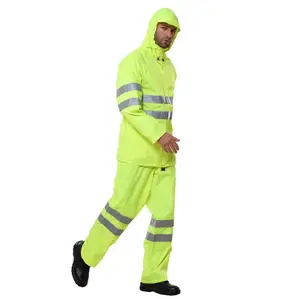 Ropa de Trabajo Impermeable Reflectante de Alta Visibilidad Personalizada, <span class=keywords><strong>Traje</strong></span> de Lluvia, Chaqueta y Pantalones, Impermeable de Trabajo Ligero y Duradero con Pantalones - Product Image 1