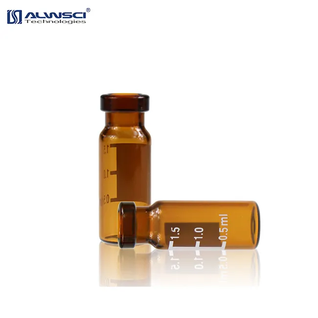 2ml Amber cam düz taban 11mm kıvrım flakon Lab tedarikçiler
