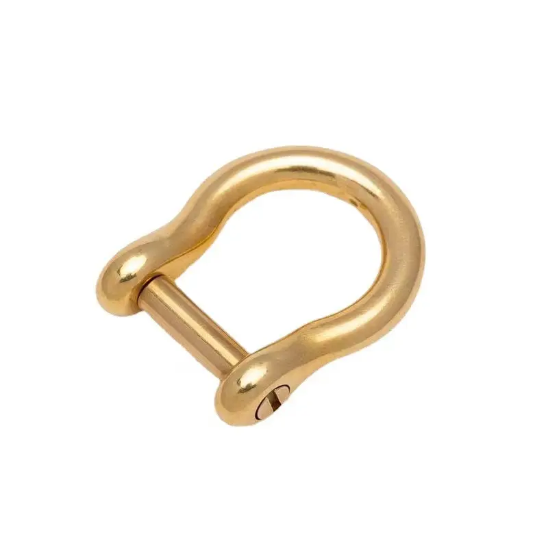 Fashion Detachable Solid Brass Carabiner Dee Ring Screw Webbing Bag Buckles DIY D Ring Welded Gold