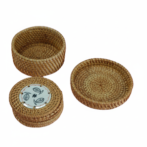 Dessous de verre en rotin antique abordable Husk Sous-verres et napperons en rotin de paille Nappes tissées par herbe de mer naturelle Sous-verres ronds - Product Image 1