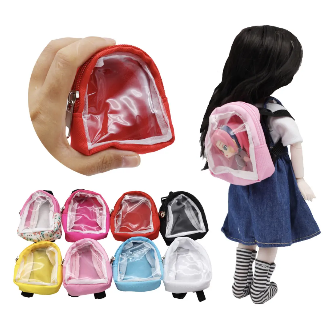 Poppenhuis Miniatuur Opbergtas Pvc Munttas Transparant Sleuteltas Wandelen Baby Kleine Hangende Tas Speelgoed Voor Barbiepop