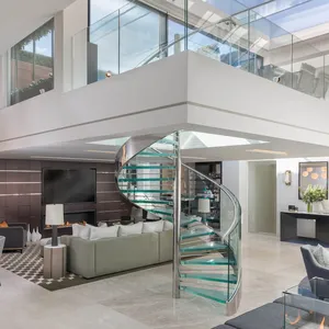 Alta calidad pequeño espacio barandilla <span class=keywords><strong>de</strong></span> vidrio <span class=keywords><strong>de</strong></span> <span class=keywords><strong>diseño</strong></span> hierro escalera en espiral para escalera interior - Product Image 1