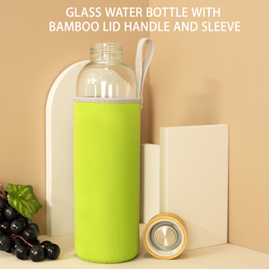 Botella de <span class=keywords><strong>Agua</strong></span> de Vidrio de 750 ml con Funda Colorida, Tapa de Bambú <span class=keywords><strong>Natural</strong></span>, Diseño Novedoso, Agarre Ergonómico, Ecológica, con Infusor, Apta para <span class=keywords><strong>Agua</strong></span> Hirviendo - Product Image 6