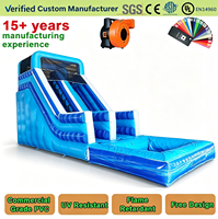 Toboggan aquatique gonflable de qualité commerciale avec piscine à jets d'eau, thème Océan Bleu, en PVC, pour la location de matériel événementiel