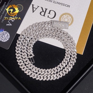 Nouveautés Bijoux Hip Hop Or Rose 925 Argent Baguette 8mm Moissanite Cuban Link Chain - Product Image 4