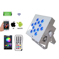 12x15W Rgbwa Uv 6In1 Carré Alimenté par Batterie et Sans Fil Led Plat Par Lumière pour Scène DJ