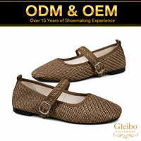 Vente en gros directe usine 2026 – Chaussures plates Mary Jane en lin tissé pour femme, bout carré, bride à boucle réglable, décontractées pour la marche quotidienne