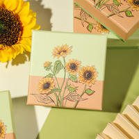 Boîte à bijoux sur le thème du tournesol, boîte en papier de luxe, boîte de rangement en papier rigide écologique avec couvercle à charnière pour colliers, bracelets