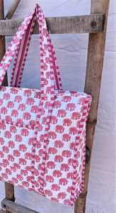 Bolso Tote Reversible de Algodón Acolchado con Estampado de Elefantes, Estilo Kantha, para Viajes y Compras - Product Image 6