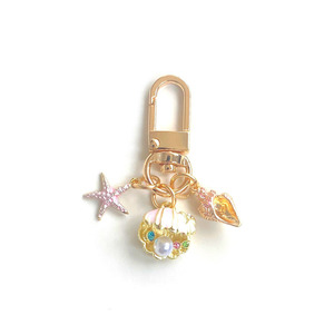 Ocean Metal Starfish Conch Key Holder Pendant Mini Bag