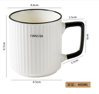 Tasses en céramique classiques de haute qualité en stock, compatibles lave-vaisselle, avec poignée confortable pour le bureau, mugs à thé et à café