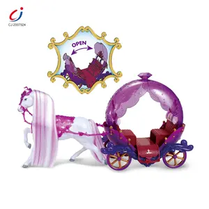 Chengji Carros डे Juguete क्रिसमस प्लास्टिक सुंदर बच्चों उपहार खिलौने बैटरी संचालित राजकुमारी घोड़े और गाड़ी खिलौना बच्चों के लिए
