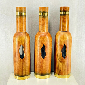 Botella de Agua Personalizada de 1000 ml, Hecha a Mano, Ecológica, de Madera Pura, Diseño Moderno con Acabado Pulido y Efecto Martillado, para Gimnasio y Aire Libre - Product Image 1