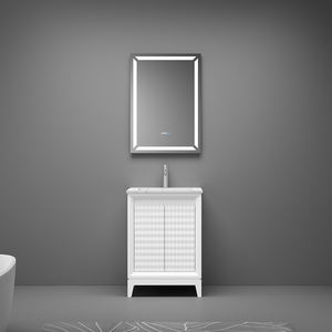 V-NONH Lavabo Bajo Encimera de Mármol de 48'' con Espejo LED, Mueble de Baño Moderno con Lavabo de Cerámica, Diseño Resistente al Agua para Apartamentos - Product Image 1
