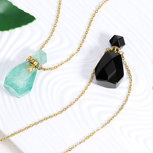 สร้อยคอหินหยกธรรมชาติประดับคริสตัลน้ำหอม ชุบทอง 14k 18k ทำจากสแตนเลส 316 ไม่ลอก ไม่ดำ กันน้ำ สำหรับผู้หญิง - Product Image 4
