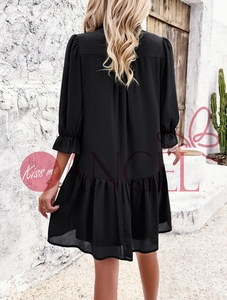 KISS ME ANGEL factory custom tinta unita abito <span class=keywords><strong>da</strong></span> <span class=keywords><strong>donna</strong></span> con scollo a V casual comodo abito <span class=keywords><strong>da</strong></span> <span class=keywords><strong>donna</strong></span> manica a lanterna - Product Image 6