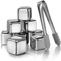 Grains de cuisine réutilisables, pierres de refroidissement à whisky, Cubes à glace en acier inoxydable, avec attaches et boîte de rangement