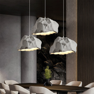 Gris Blanc Minimaliste En Forme De Pierre Wabi Sabi Plafond Lustre Led Suspension pour Restaurant Salle À Manger Magasin Décoration - Product Image 2