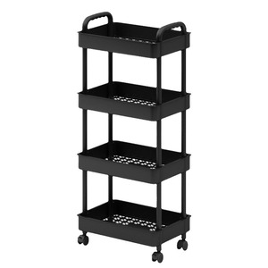 Estante para inodoro, carro de empuje para suelo, carro de cocina de 4 capas, organizador de carro, estante de almacenamiento giratorio multifunción expandible - Product Image 3